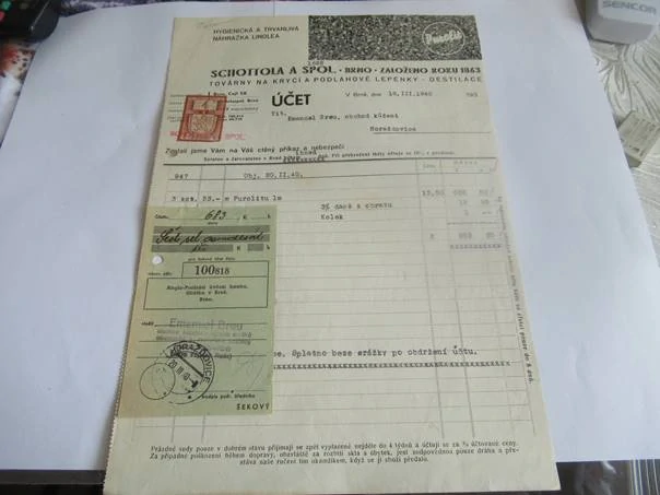 Brno - Schottola a spol. - továrny na krycí a podlahové lepenky, destilace - Hygienická a trvanlivá náhražka linolea - 1940