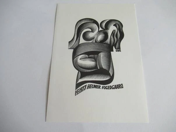 Originální Exlibris P.E. 1977 Helmer Fogedgaard – Anatolij Kalašnikov – 15x10,5 cm