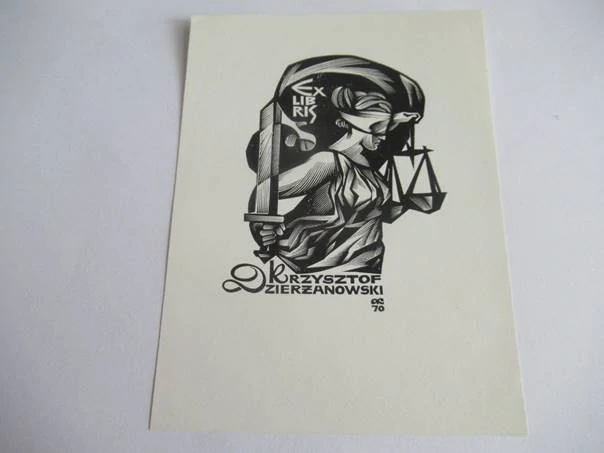 Originální Exlibris Krzysztof Dzierżanowski – Anatolij Kalašnikov (1967) – Dřevoryt X2, bez signatury 12,5 x 9,5 cm