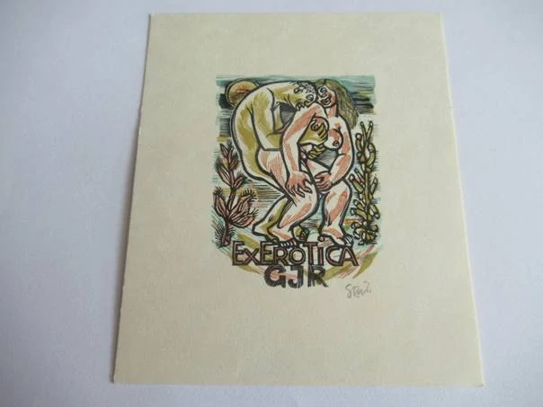 Originální signované exlibris 8,5 x 10 cm – ExEroTica GJR – Lou Strik
