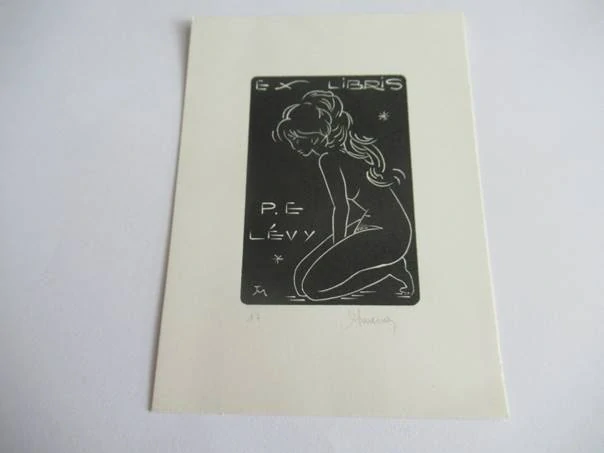 Originální signované exlibris 11,5 x 8,5 cm – P. E. Lévy – Jocelyn Mercier
