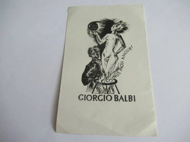 Originální černobílý exlibris 11,5 x 7 cm – Giorgio Balbi – provenience Juan Arturo Sedó