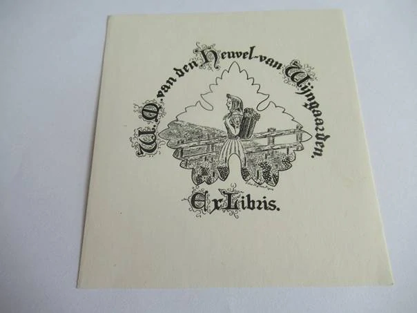 Originální exlibris 11 x 10 cm – W. van den Heuvel-van Wijngaarden – Edward Stynen