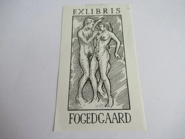 Originální erotický exlibris 10 x 6 cm – Helmer Fogedgaard – Frank Pedersen (Dánsko)