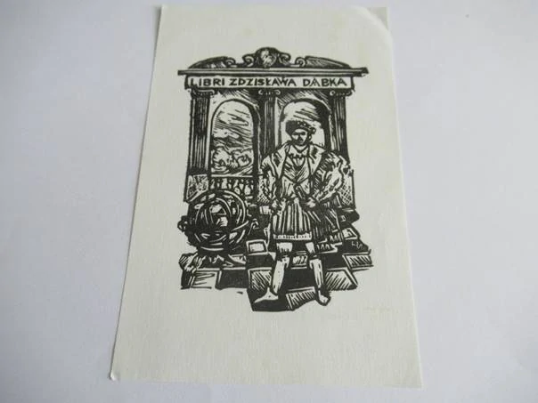 Originální velký dřevoryt 15 x 10 cm – Zdzisław Dąbek / Renesanční motiv – Henryk Wojtas
