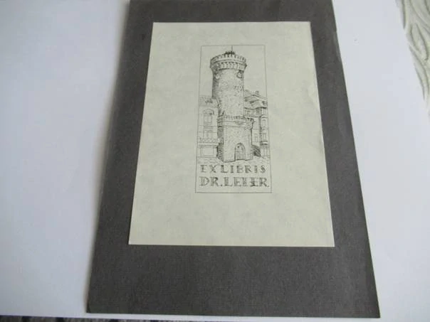 Architektonické exlibris Adele Haeusel, 20,5 × 14 cm – Dr. Axel Leier (1968)