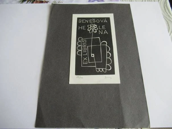 Signované exlibris Helena Benešová, 20 × 14 cm – J. Závodský (1978)