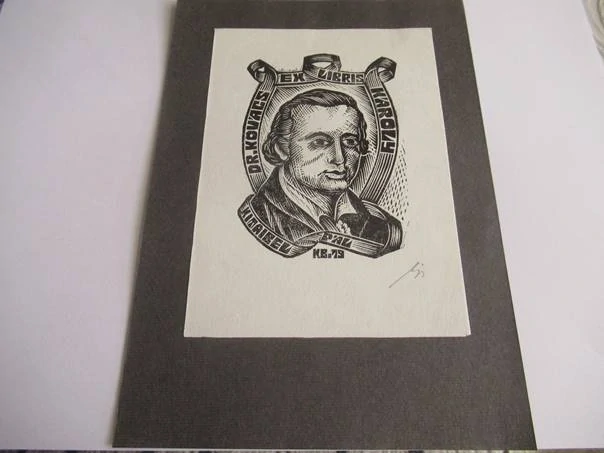 Signované portrétní exlibris Kósa Bálint, 20,5 × 14,5 cm – Pál Kitaibel pro Dr. Károly Kovács (1979)