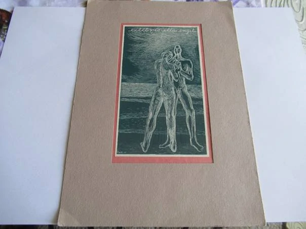 Originální exlibris od dánského autora – Muggi Wille Nielsen, 13,5 × 7,5 cm