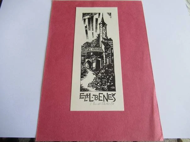 Signované exlibris L. Beneš, 16 × 6,5 cm – Vít Ondráček (1978)