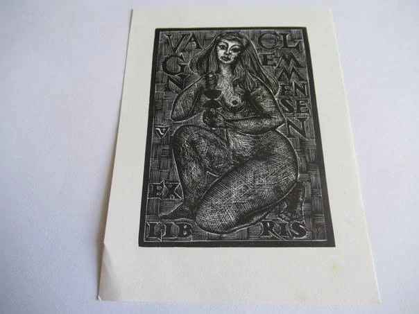 Erotické exlibris Vagn Clemmensen, 13,5 × 10 cm – Jerzy Drużycki (Polsko 1971)