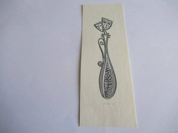 Signované exlibris Leida Soom, 14,5 × 5 cm – Silvi Väljal (Estonsko)