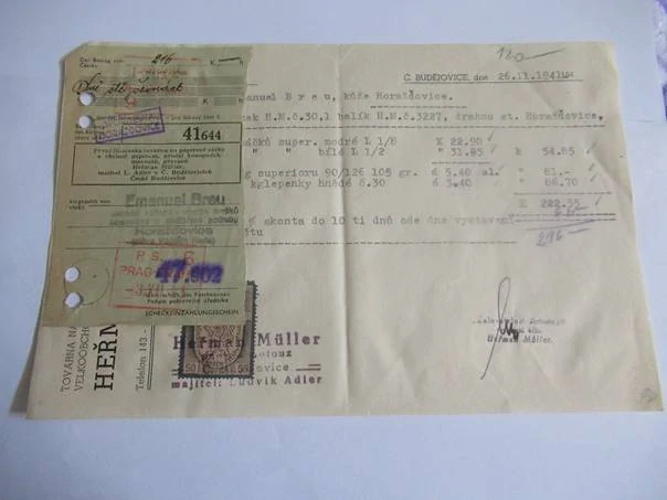 České Budějovice - Heřman Müller - Továrna na plastové sáčky - velkoobchod papírem - velkoobchod motouzem a provaznickým zbožím - 1941