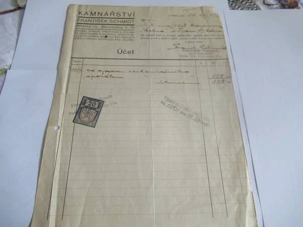 Praha - František Schmidt - Kamnářství - čištění, opravy, přestavby a stavba nových kamen a sporáků, opravy železných kamen.. - 1938