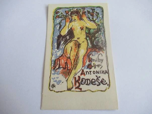 Originální Litografie Exlibris Oldřich Karel – Knihy Antonína Kodeše (9,5 x 6 cm)