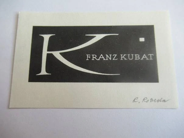 Originální Linoryt Exlibris Franz Kubat – Roland Roveda (8 x 5 cm)