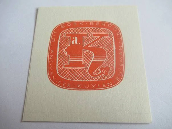 Exlibris Ans van der Kuylen-Buseman – Prof. Toni Hofer – X2 dřevoryt, 6 × 5,5 cm