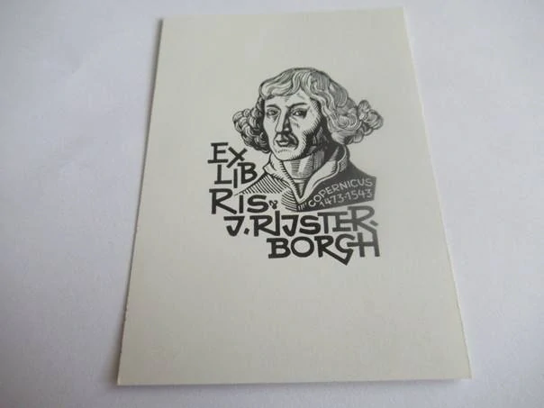 Profesionální originální Exlibris J. Rijsterborgh – Motiv Portrét Mikuláše Koperníka – Zbigniew Dolatowski (9,5x6,5 cm)