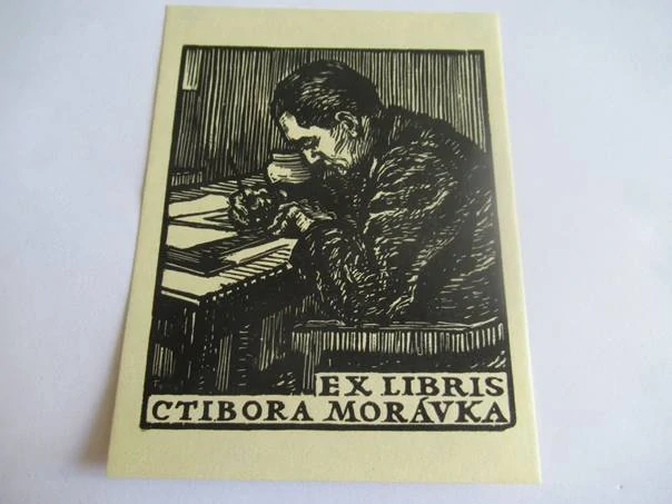 Exlibris pro Ctibora Morávka – Karel Tondl (11x8,5 cm) – X2 (Dřevoryt)