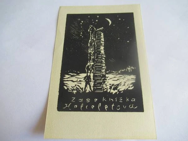 Exlibris pro H. Preleuthovou – Karel Tondl (13x8,5 cm) – X2 (Dřevoryt)