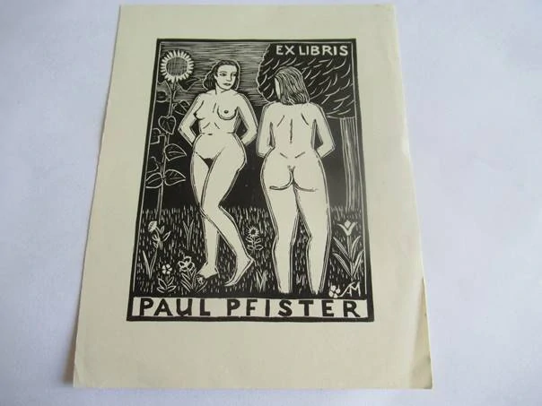 Exlibris pro Paula Pfistera – Svend Aage Mollerup (15x11 cm) – X2 (Dřevoryt)