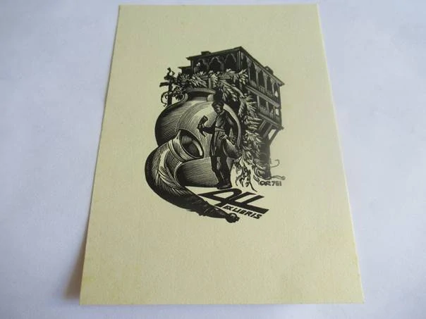 Exlibris pro AC (АЦ) – Anatolij I. Kalašnikov (15x11 cm) – X2 (Dřevoryt)