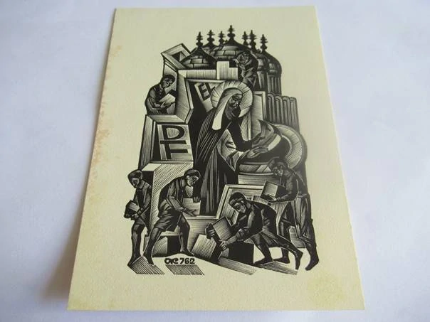 Exlibris – Anatolij Ivanovič Kalašnikov, originální dřevoryt (15,5 x 11 cm)