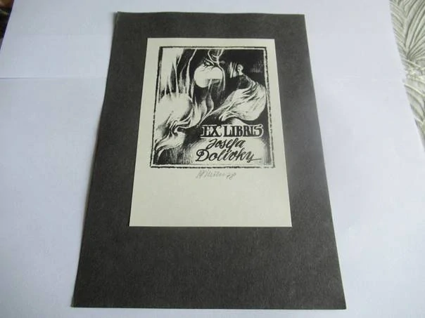 Exlibris – Josefa Doličky – Neznámý autor – Ženský portrét s dlouhými vlasy – 14×9,5 cm – zinkografie / tisk z desky