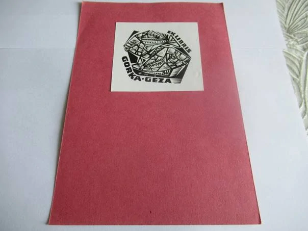 Exlibris – Gorka Géza – Fery Antal – Abstraktní geometrická kompozice – 7,5×8 cm – dřevoryt (X2)