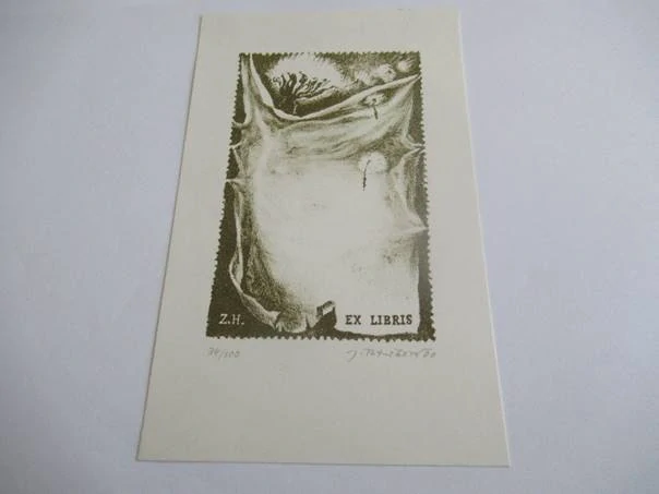 Exlibris – Z. H. – Jarmila Trtušková – Odkvetlá pampeliška ve větru – 14×8,5 cm
