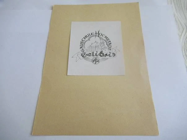 Exlibris – Gauschule Hochstadt – Vila ve Vysokém nad Jizerou „Větrov“ – zinkografie (P7), podkladový papír 20,5×14,5 cm