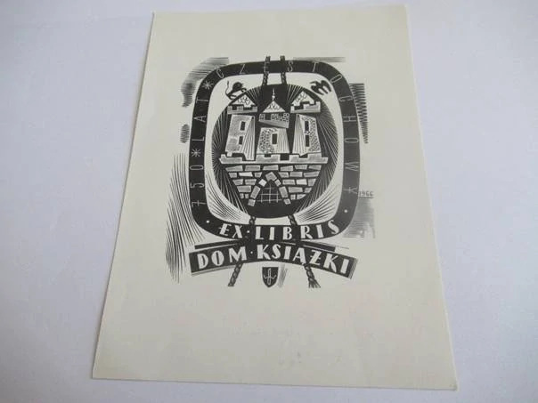 Exlibris – 750 Lat Częstochowy – Dom Książki – Wojciech Barylski – Městská brána a hradby – dřevoryt / linoryt (X), 13,5×10 cm