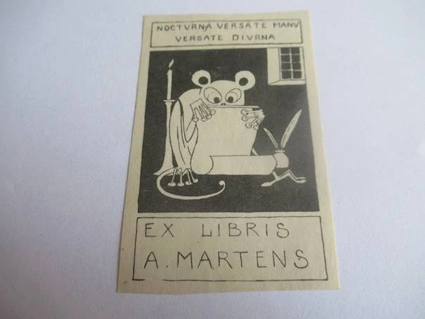 Exlibris – A. Martens – K. Martens – Leningrad, 1929 – původní zinkografické klišé – 7,5×4,5 cm