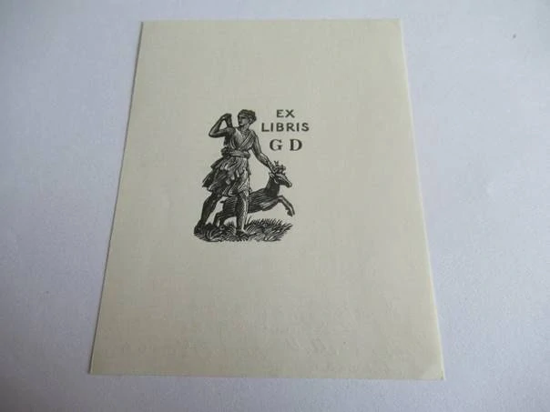 Exlibris – GD – Michail Ivanovič Pikov – Moskva, 1960–1966 – původní dřevoryt (X2) – 8×6,5 cm