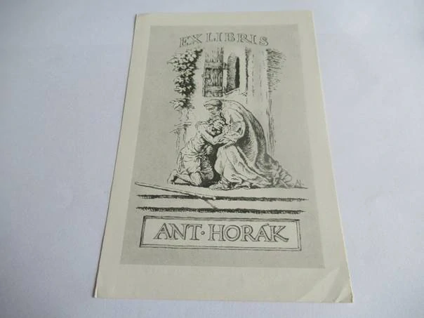 Exlibris – Ant. Horák – Antonín Jemelka – Československo, 1957 – původní autorská litografie / kamenotisk – 15×10 cm