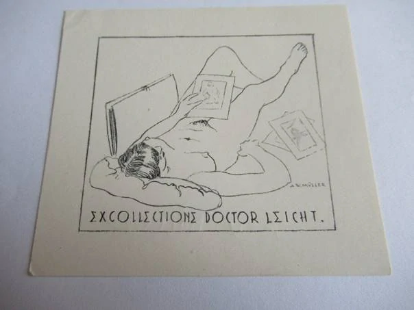 Exlibris – Doctor Leicht – A. V. Müller – Německo / Rakousko – původní zinkografické klišé – 9×8 cm