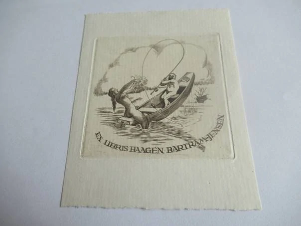 Exlibris – Haagen Bartram-Jensen – Nagy Árpád – Maďarsko, 1958 – původní lept / rytina (C3) – 10,5×8,5 cm