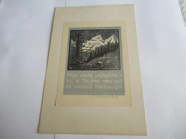 Sběratelská PF 1937 – motiv vysokohorská krajina se starým stromem (22 × 14,5 cm)