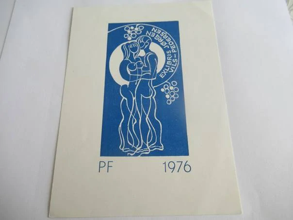 Sběratelská PF 1976 – autor: Dušan Janoušek – motiv milenci a vinná réva, dřevoryt X2 (14,5 × 10,5 cm)