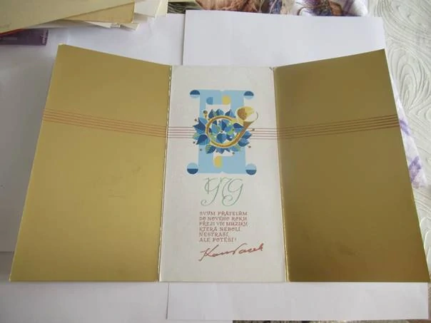 Sběratelská PF 1979 – autor: Karel Vach – motiv poštovní roh a ornament, tisk (20 × 10 cm)