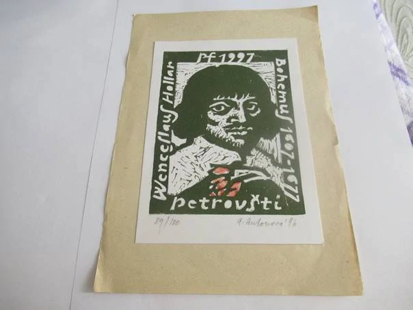 Sběratelská PF 1977 – motiv Václav Hollar, barevný dřevoryt X2 (21 × 14,5 cm)