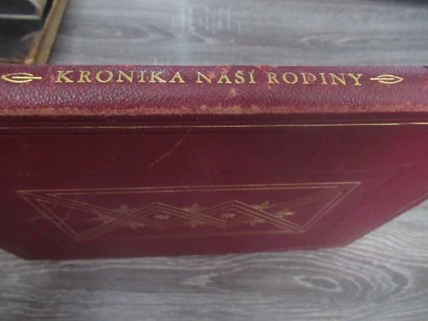 Kniha Kronika naší rodiny (1905) – ilustrace Adolf Kašpar, původní pevná celoplátěná vazba, rozměr 33 × 24 cm