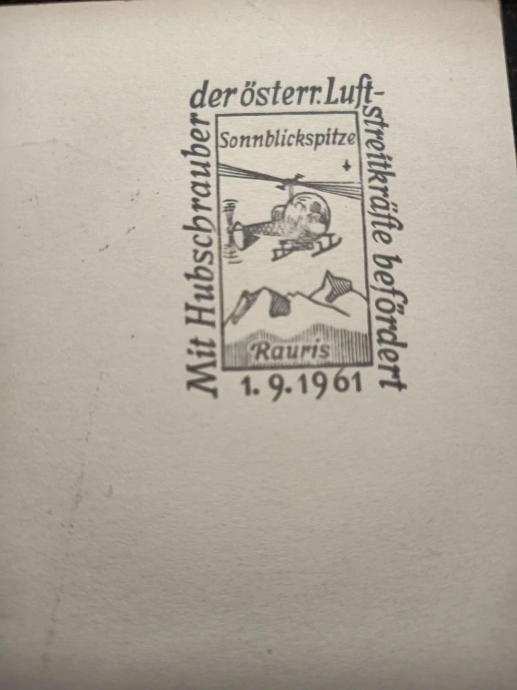 Rakousko 1961 – Ersttagskarte 75 let observatoře Sonnblick, přeprava vrtulníkem, FDC