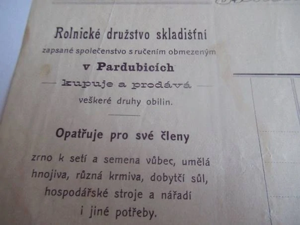 Pardubice - Rolnické družstvo skladištní - 1908