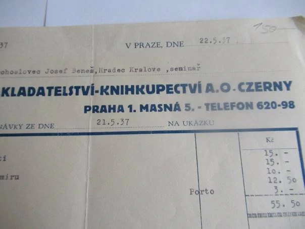Praha 1 - Nakladatelství - Knihkupectví A. O. - Czerny - 1937