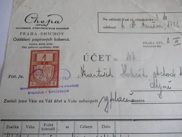 Orlík - Chepa - Továrna chemických papírů, Praha-Smíchov - oddělení papírových koberců - 1940
