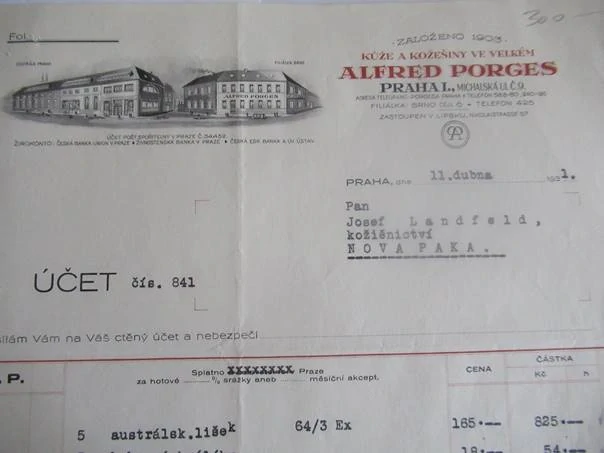 Praha I. - Alfred Porges - Kůže a kožešiny ve velkém - 1931