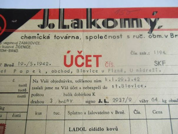 Brno - J. Lakomý - chemická továrna -1942