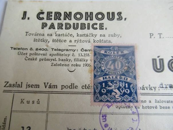 Pardubice - J. Černohous - Továrna na kartáče, kartáčky na zuby, štětky, štětce a rýžová košťata - 1937