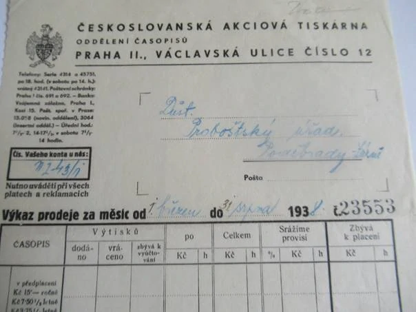 Praha II. - Československá akciová tiskárna, oddělení časopisů - 1938